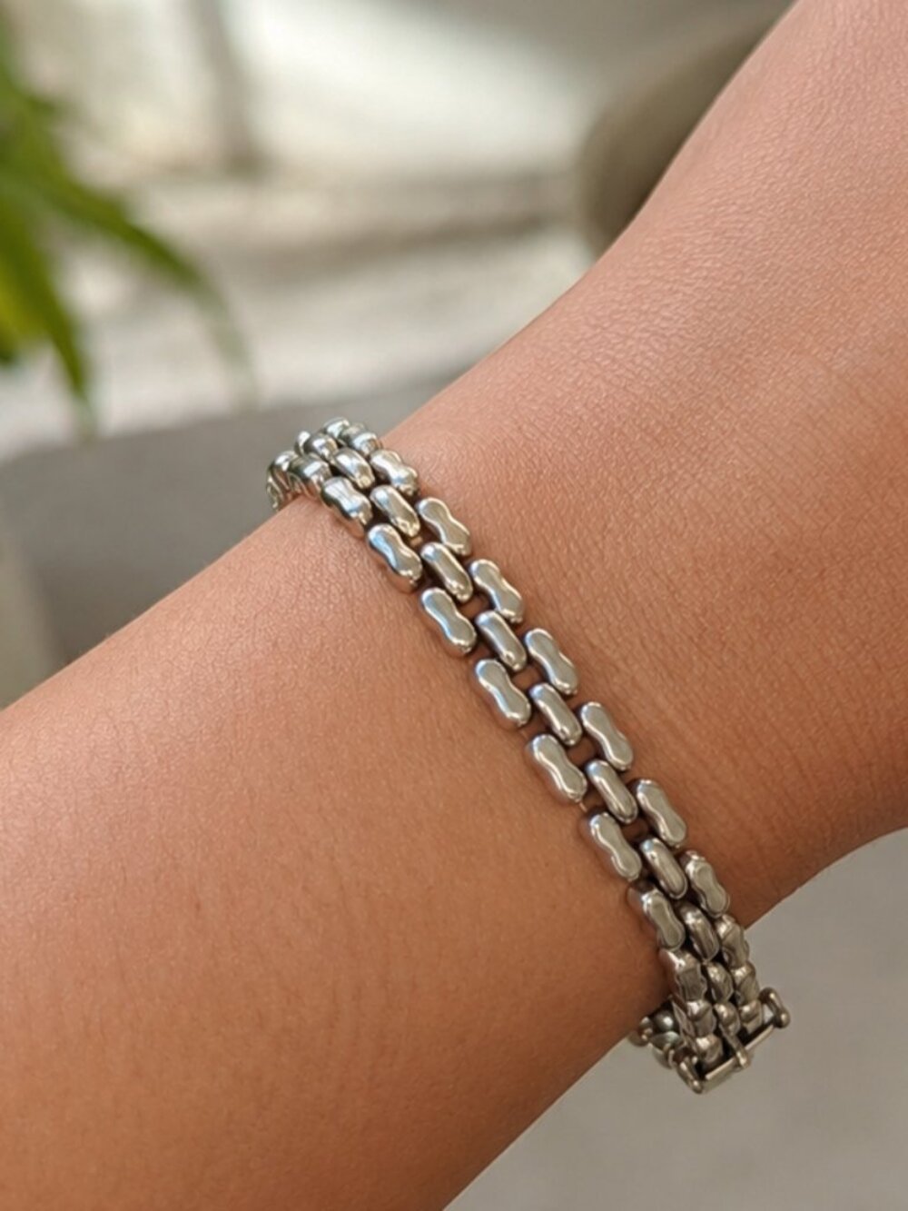 Sterling Silver Link Bracelet - Italian - Excellent Vintage Cond - Male/Female